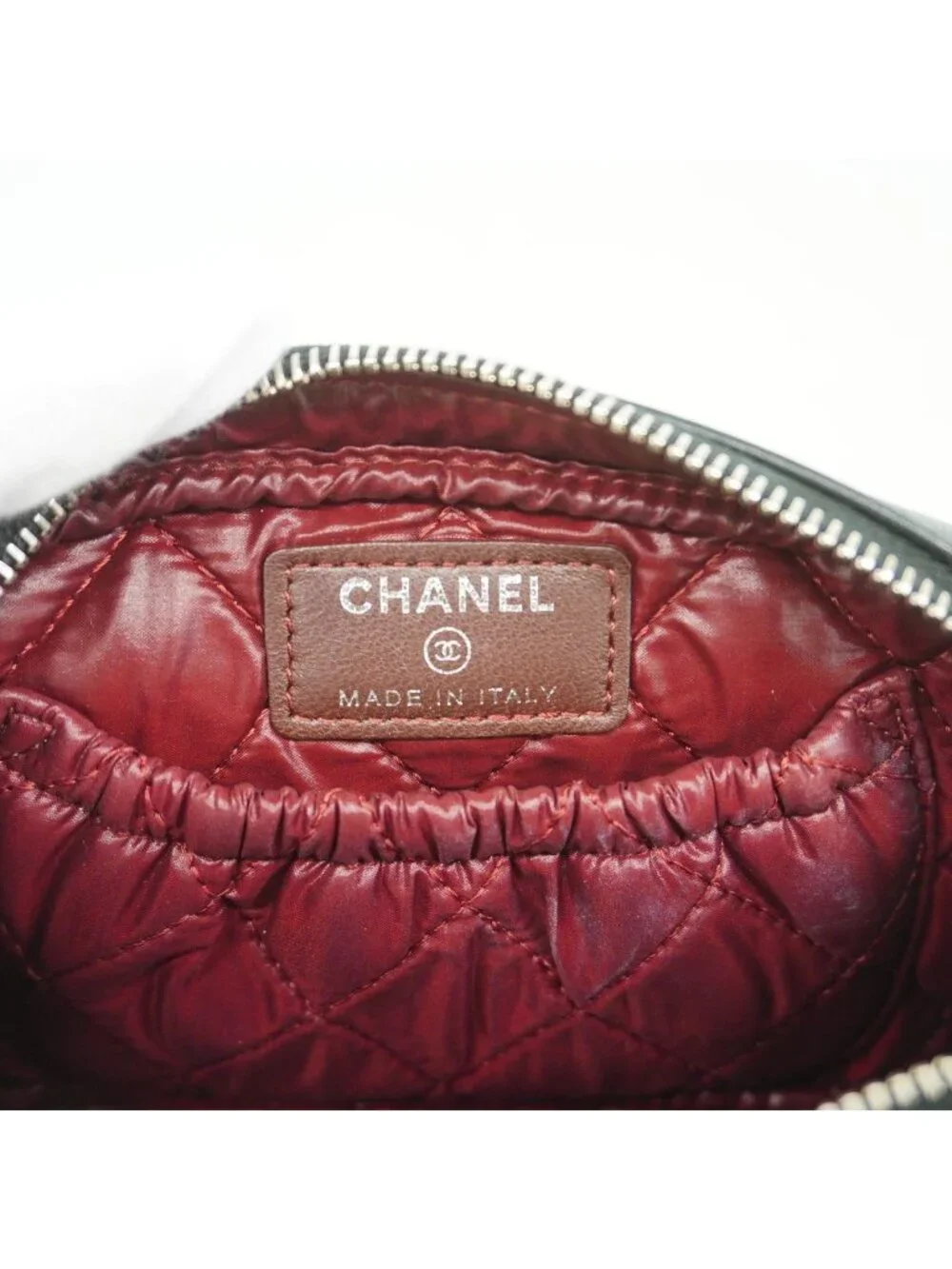 Chanel Pouch Quilted Lambskin Black Silver
